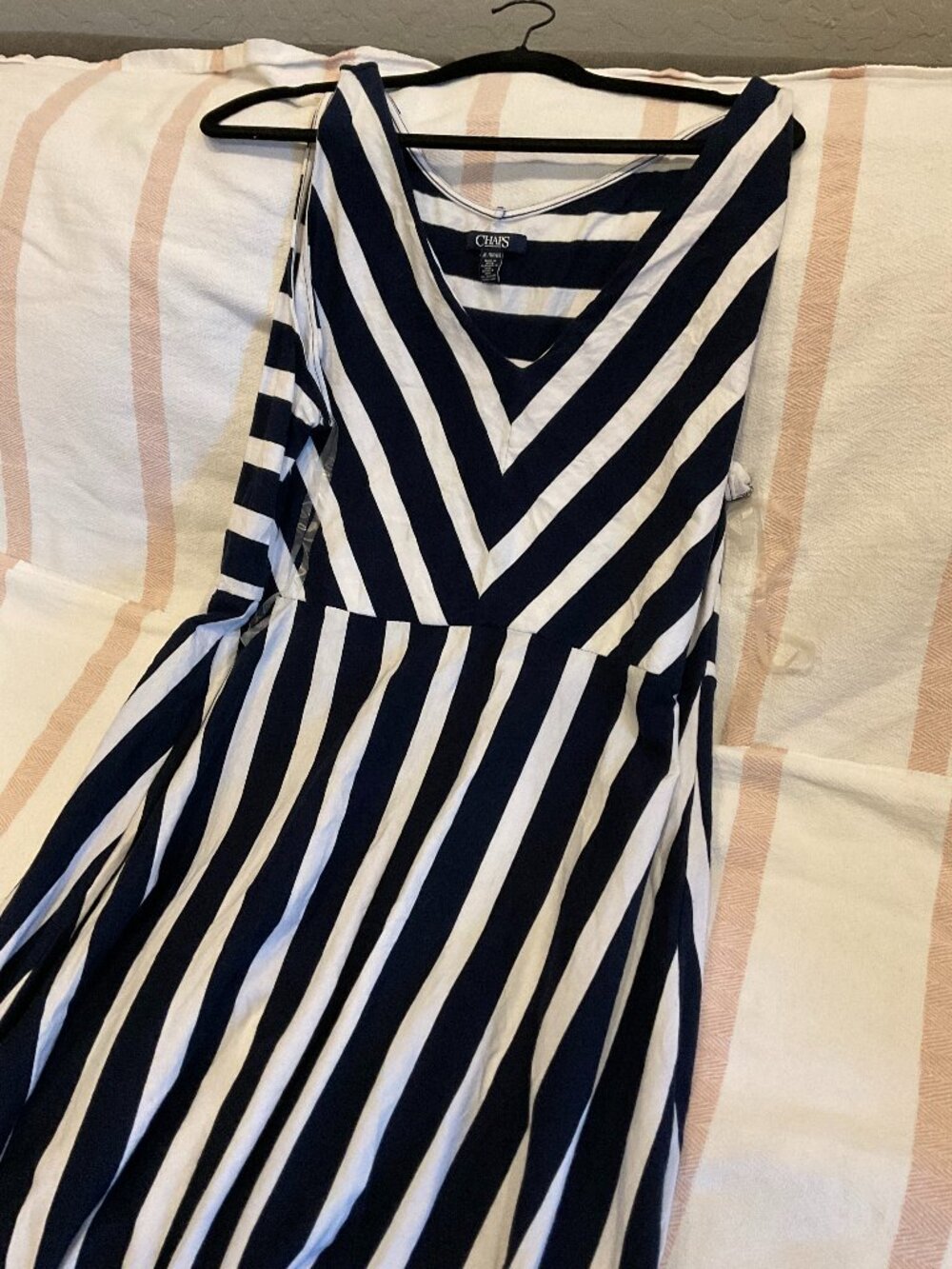 Chaps Navy & White Striped Sleeveless Maxi Dress | XXL